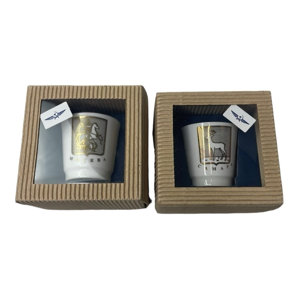 2 NWT Lomonosov Russian Porcelain Shot Glasses